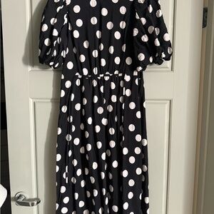 Elegant Polka Dot Dress - Black and White
